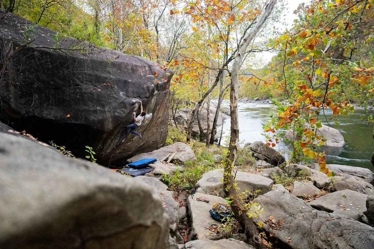 Ethan Pringle climbing outdoors